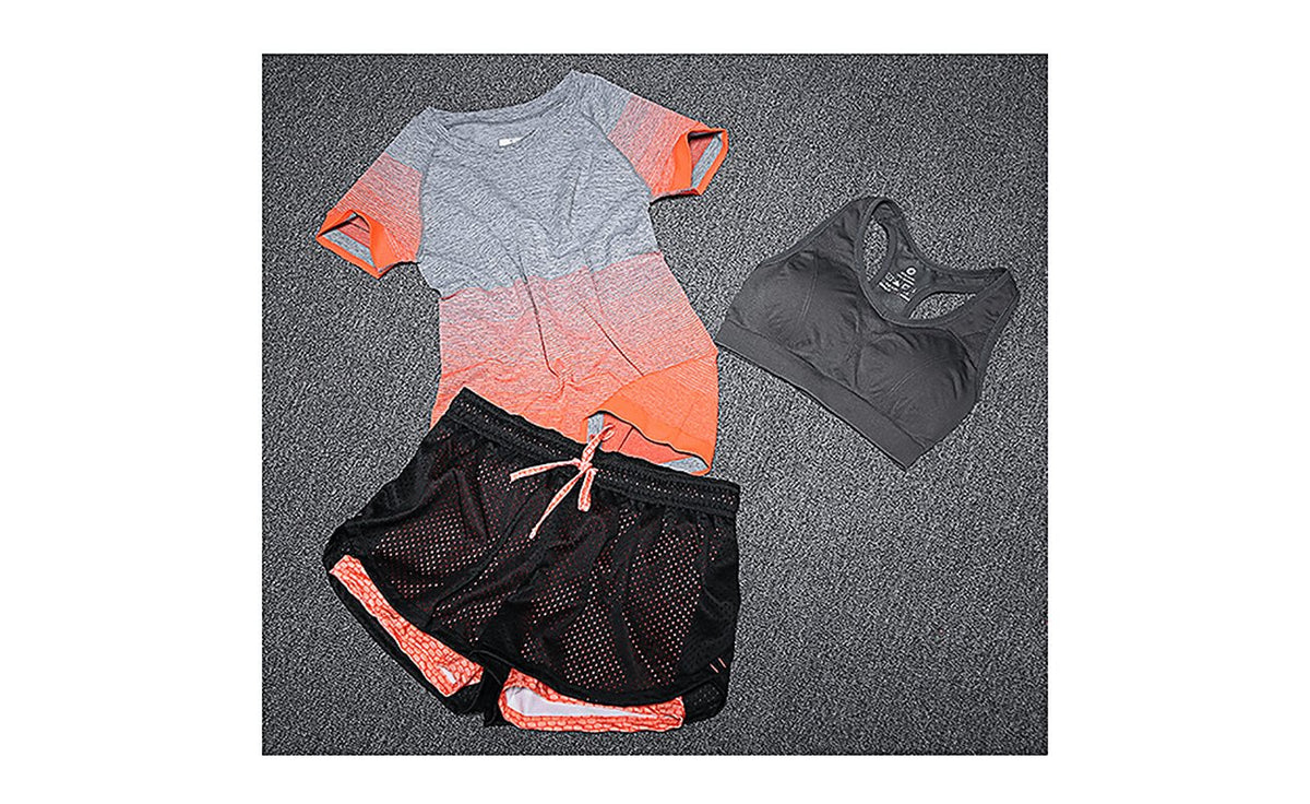 Women’s 3 Piece Yoga Workout Set, Sports Bra, Running & Fitness Activewear