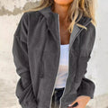 Solid Color Women'S Corduroy Hooded Jacket