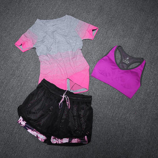 Women’s 3 Piece Yoga Workout Set, Sports Bra, Running & Fitness Activewear
