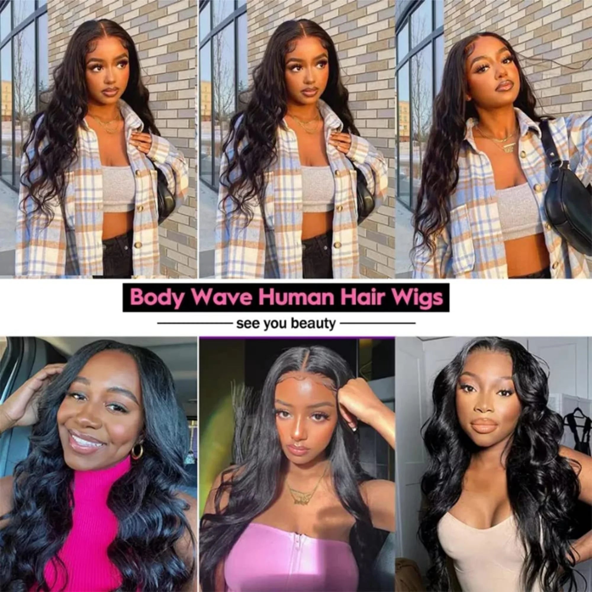Body Wave 4x4 HD Lace Front Human Hair Wig Glueless 180% Density