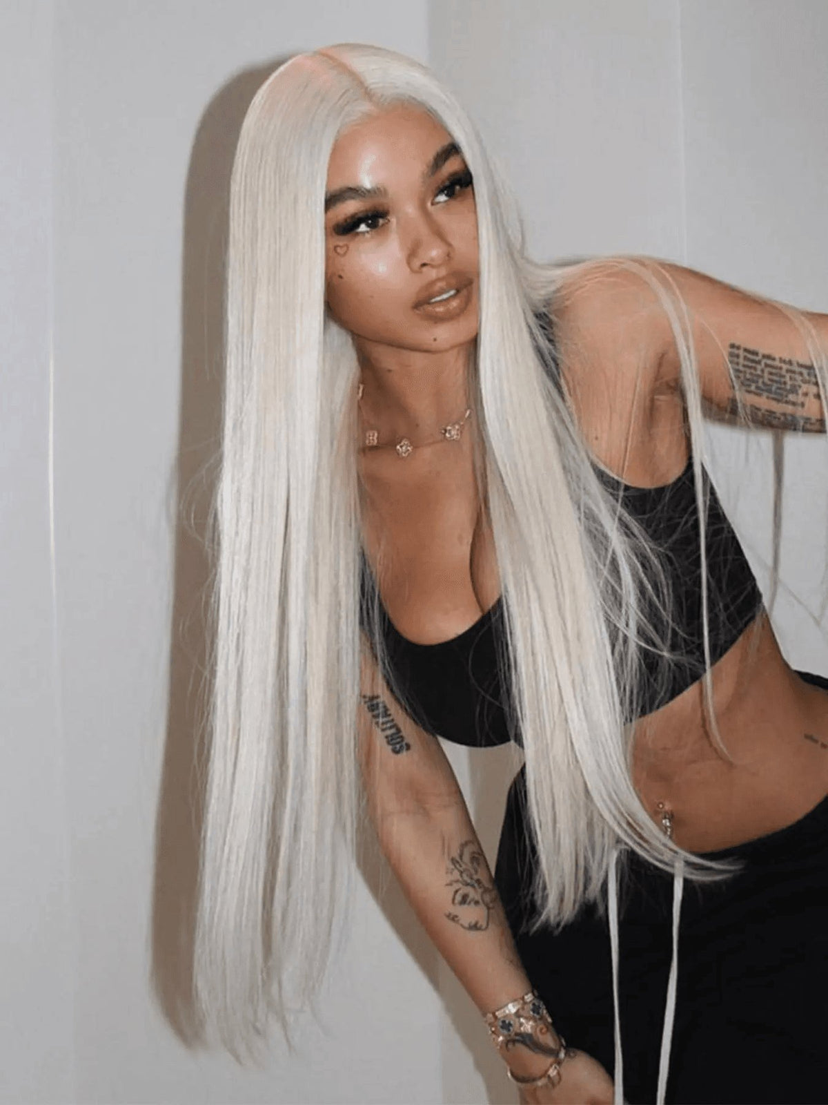 28-Inch Orange Straight Glueless Lace Front Wig – Long Synthetic Hair Wig for Women, Fluffy HD Lace Front