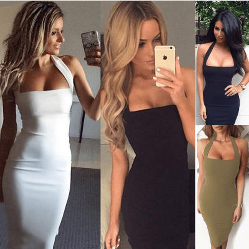 Women’s Sexy Halter Neck Bodycon Mini Dress