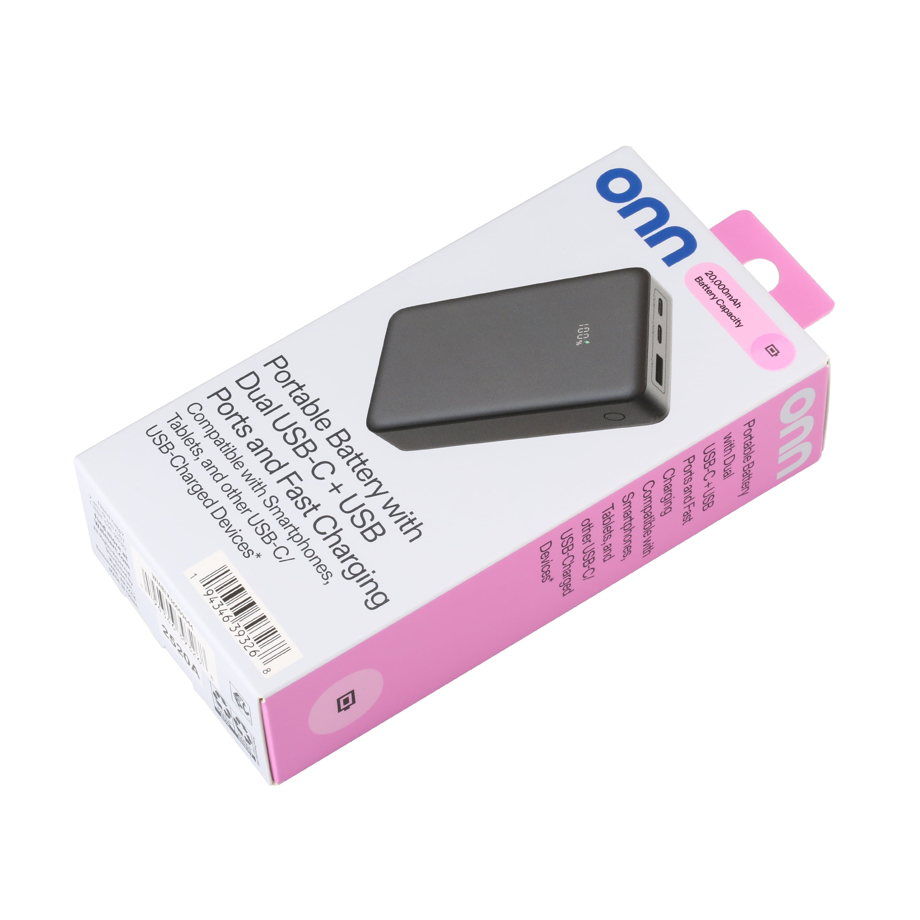 20,000mAh Fast Charging Power Bank 20W USB-C Dual Ports LED Display