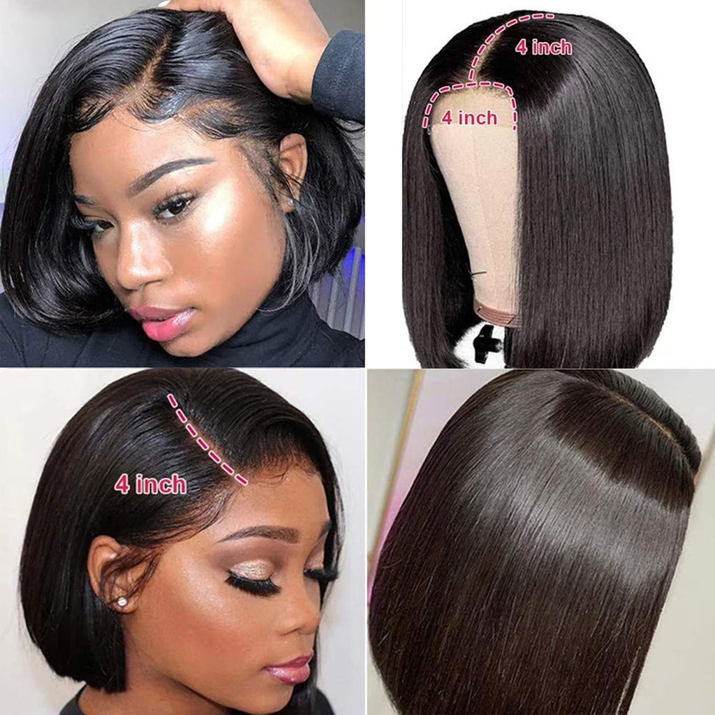 13x4 HD Transparent Lace Front Human Hair Wig Pre-Plucked Glueless