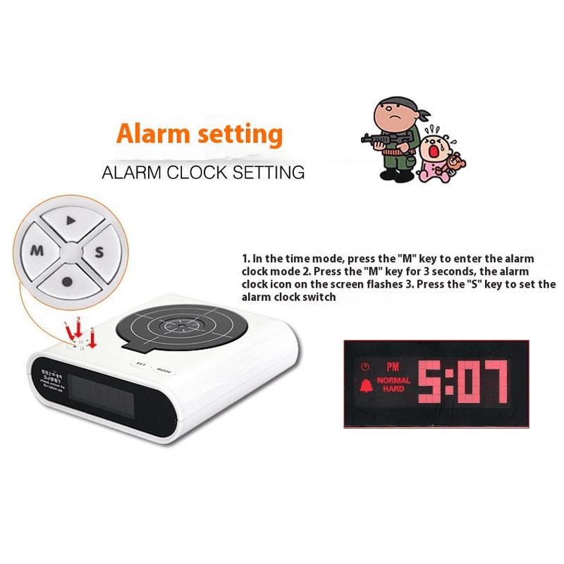 Digital Target Alarm Clock with Laser Gun Shooting Wake-Up Game