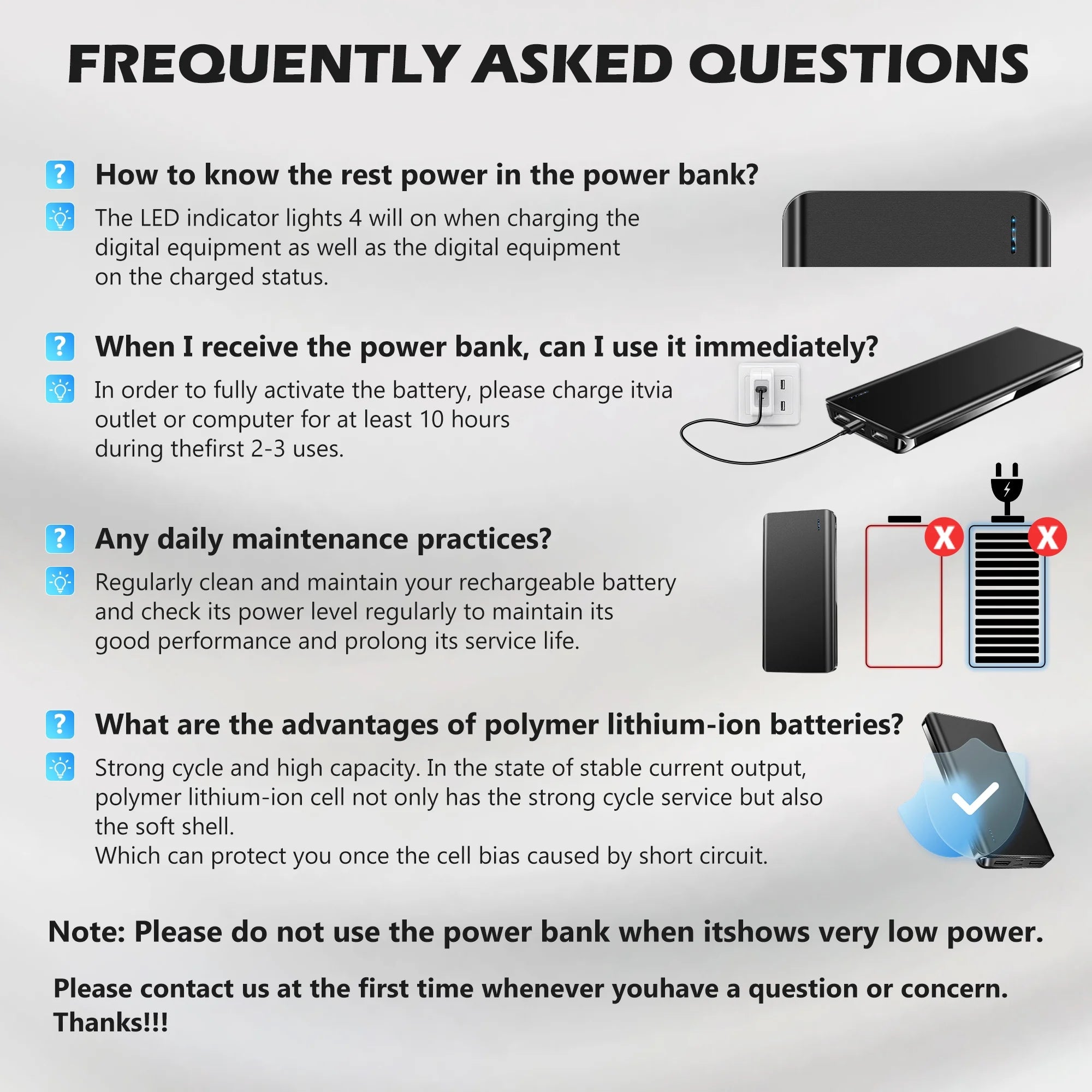 20,000mAh Portable Power Bank Dual USB Fast Charging Battery Pack