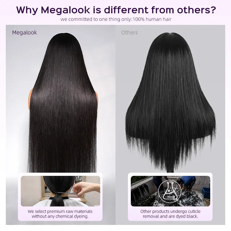 ISEE Hair 13x6 HD Lace Frontal Wig Glueless Human Hair Wig 250% Density Silky Straight Pre Plucked Natural Hairline Drawstring