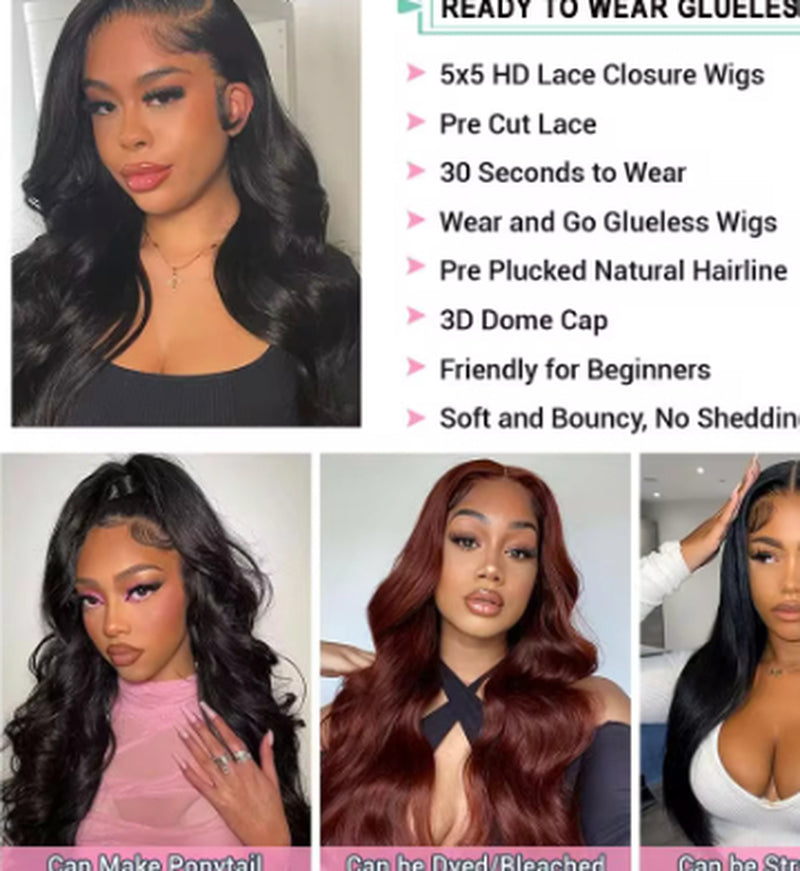 Body Wave Glueless Human Hair Wigsglue-Free Hoods