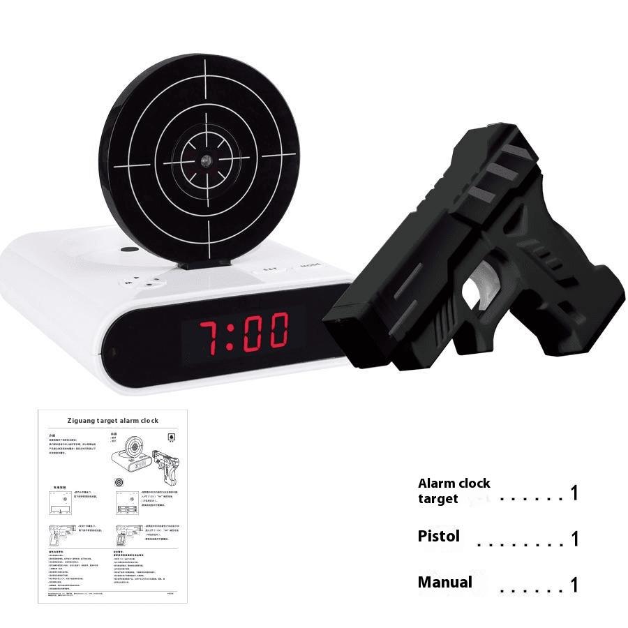 Digital Target Alarm Clock with Laser Gun Shooting Wake-Up Game