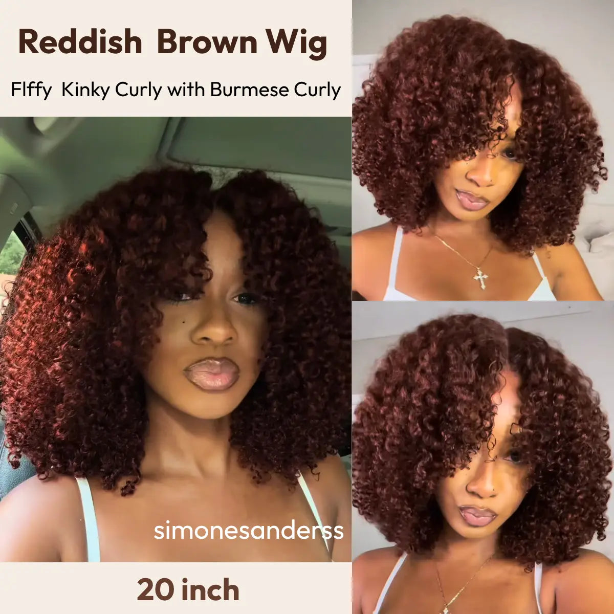 UNice 250% Density Reddish Brown Afro Kinky Curly Human Hair Wig 7x5 HD Lace Closure Glueless Wig Pre Plucked Natural Hairline