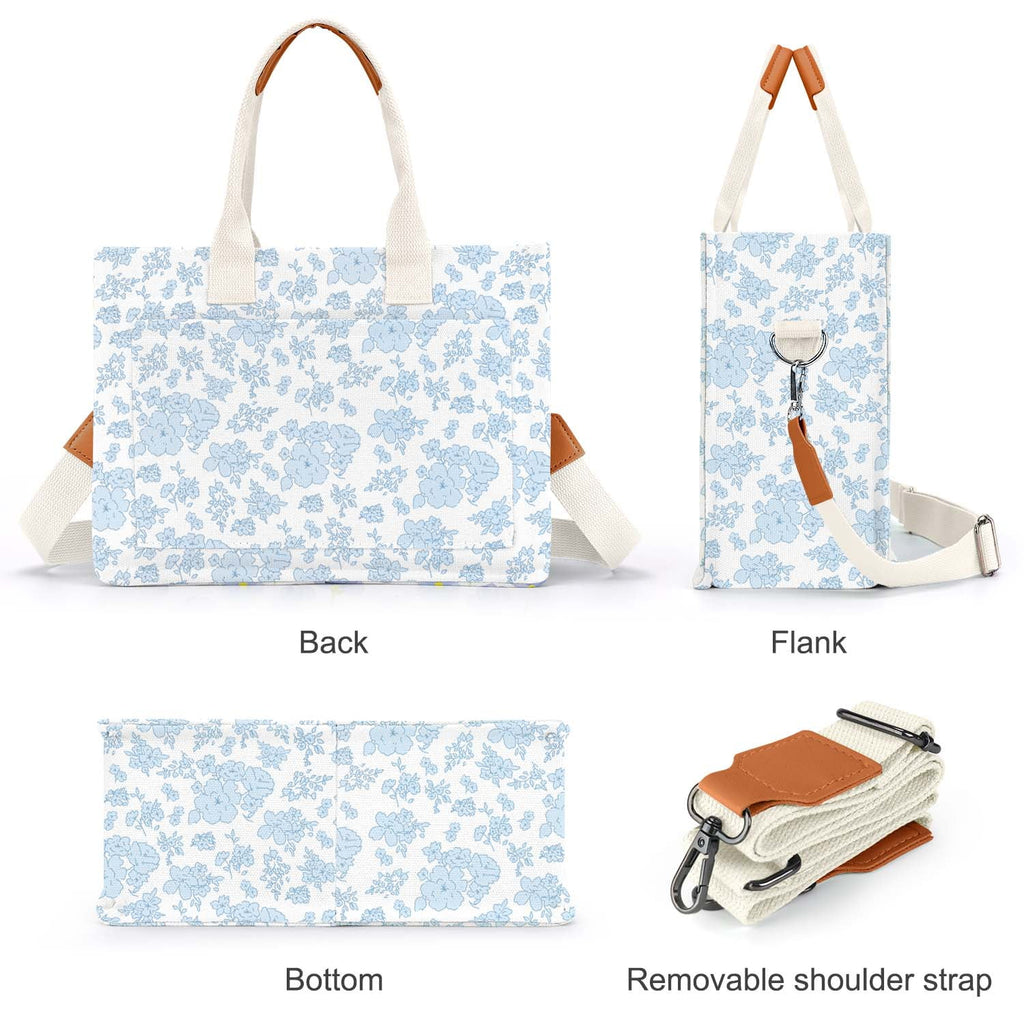 Women's Canvas Tote Bag Large Multi-Pocket Crossbody Shoulder Bag
