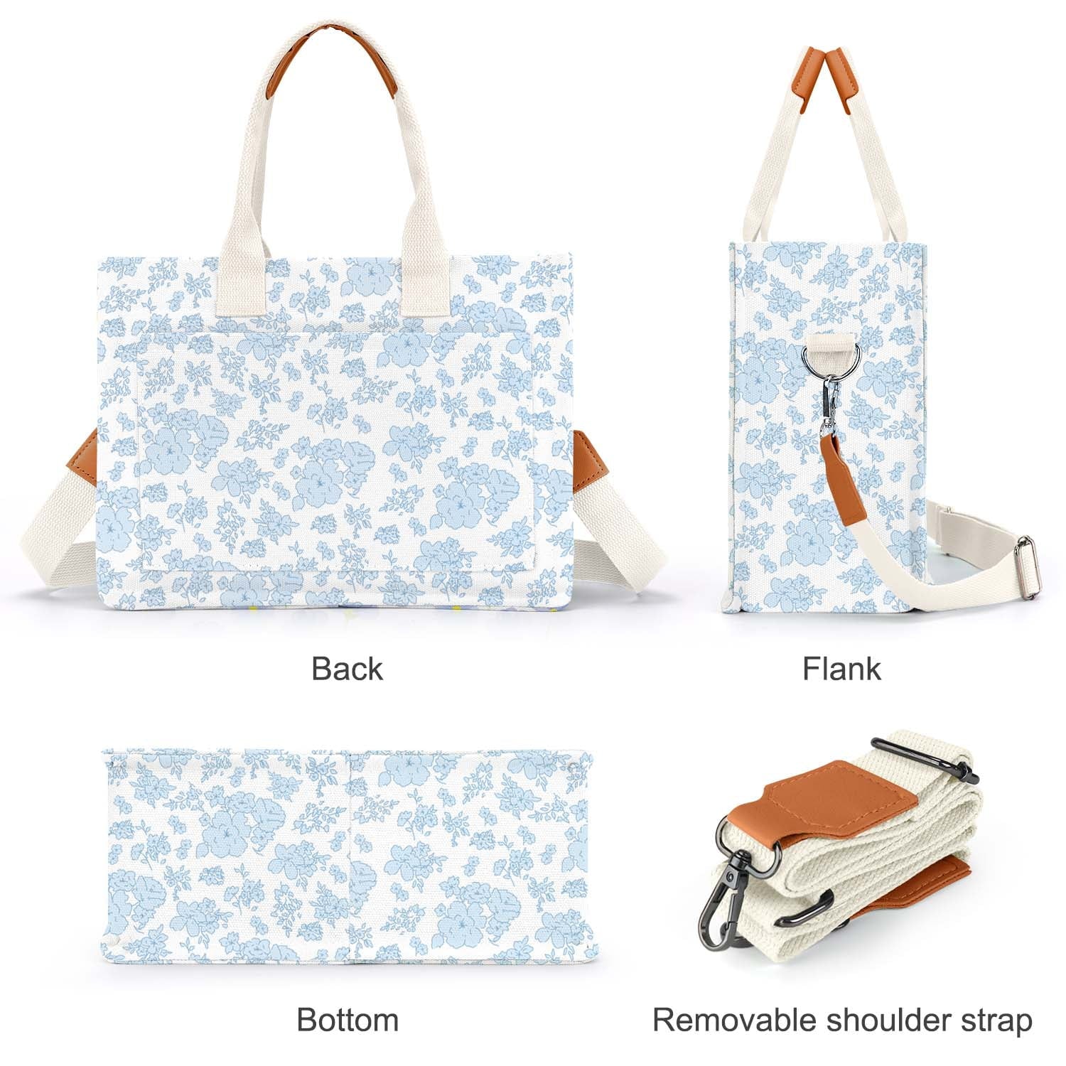 Women's Canvas Tote Bag Large Multi-Pocket Crossbody Shoulder Bag