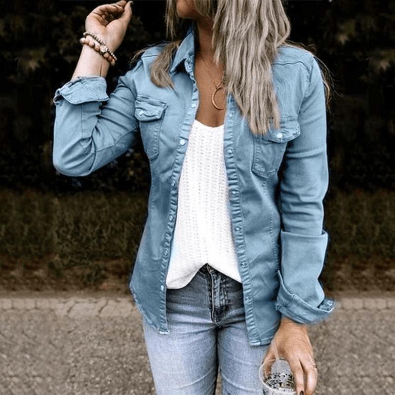 Mid-Length Ripped Denim Shirt Jacket
