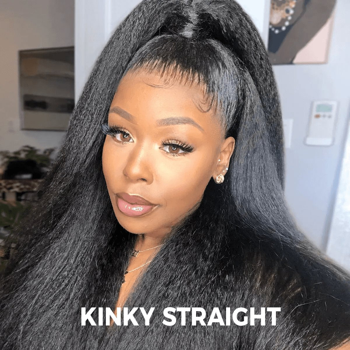 [360 Glueless Wig] OQ HAIR Pre-Cut Lace Kinky Straight 360 Full Lace Frontal Glueless Wig with Invisi Drawstring Pre Plucked Human Hair Wig #Summervibes