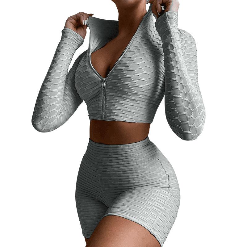Women’s Yoga Workout Set, Tummy Control Butt Lift Long Sleeve Activewear
