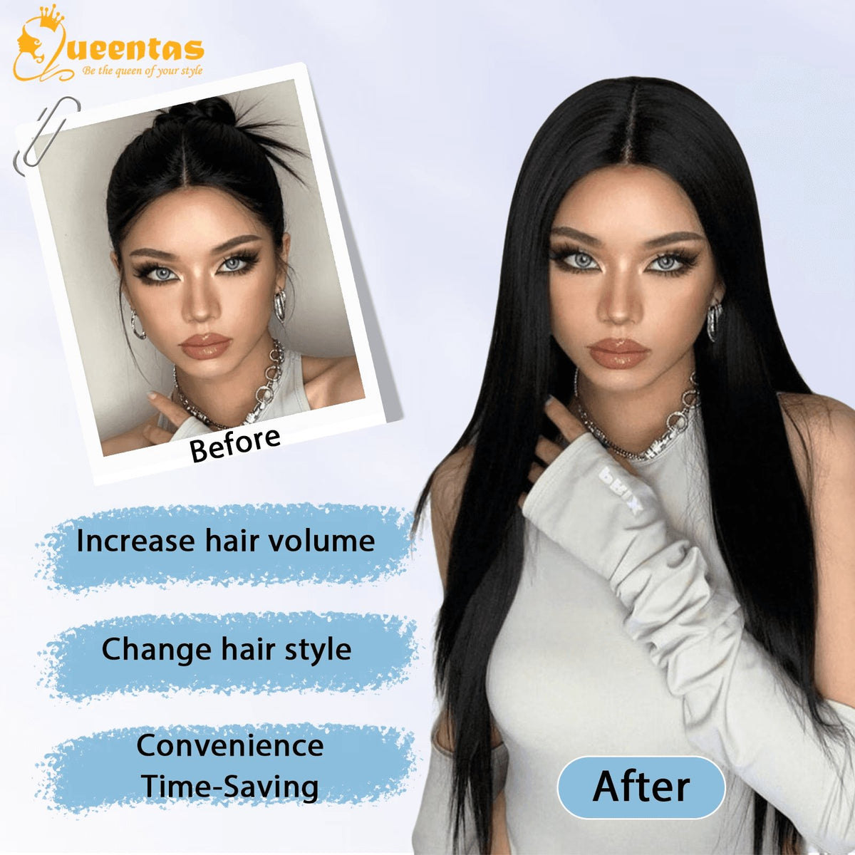 24-Inch Glueless Straight Synthetic Wig Heat-Resistant Pre-Plucked
