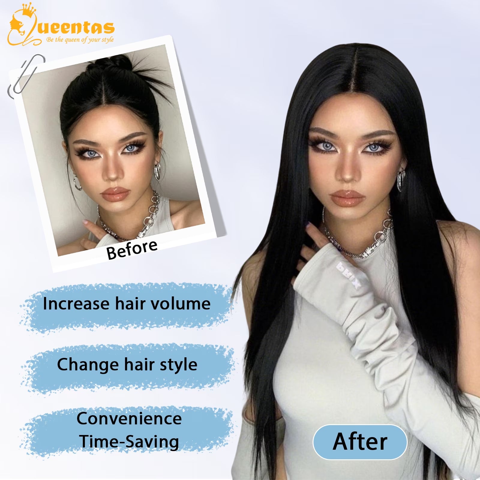 24-Inch Glueless Straight Synthetic Wig Heat-Resistant Pre-Plucked