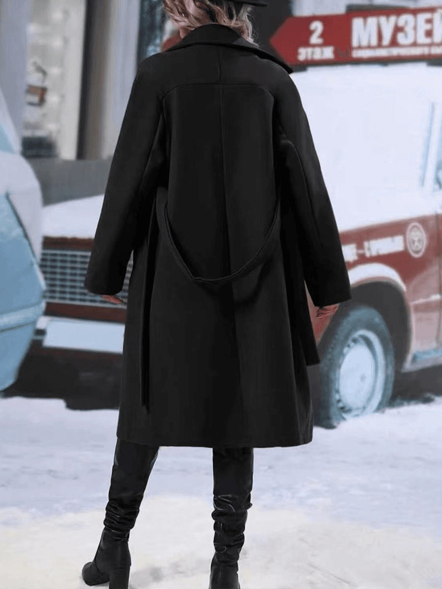 Women’s Belted Double-Breasted Lapel Winter Trench Coat