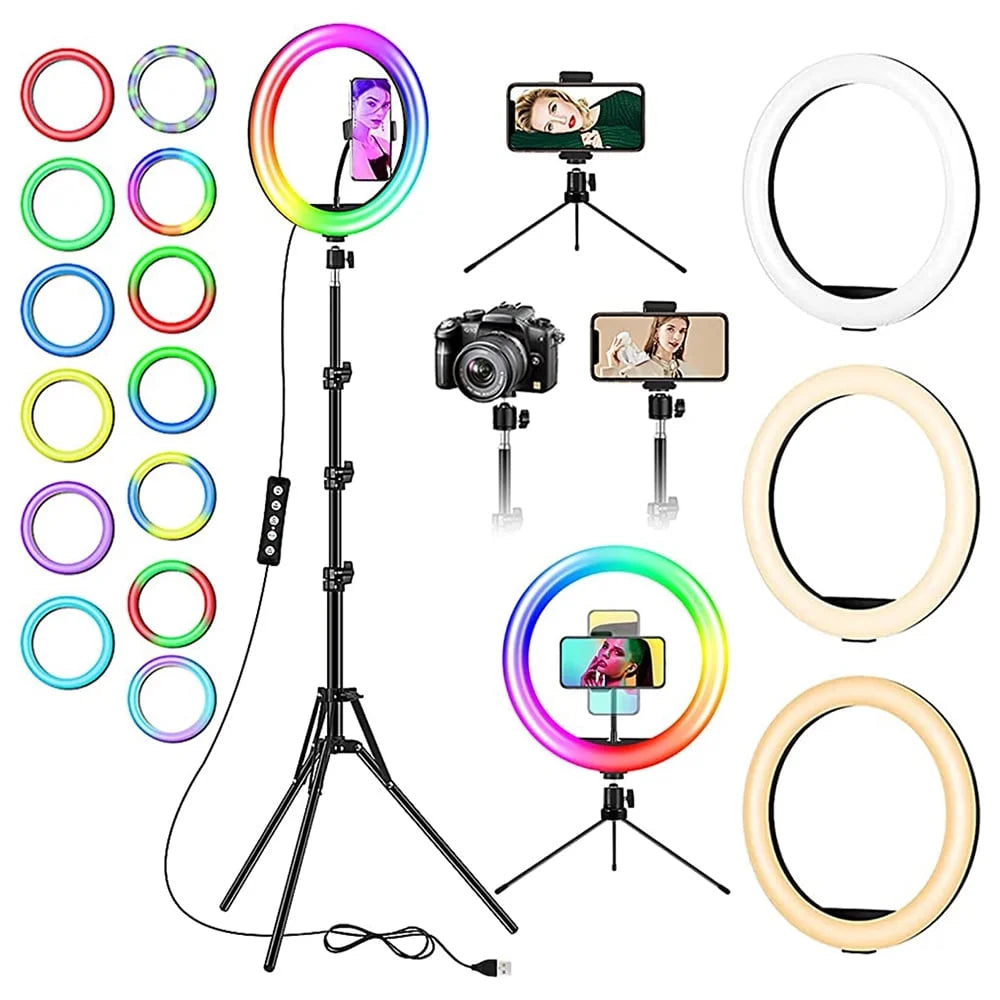 13-Inch RGB Ring Light with Tripod Stand & Phone Holder for Streaming