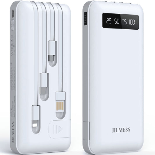 20000Mah Power Bank Portable Charger with Cables Compatible for Iphone, Android Cell Phone