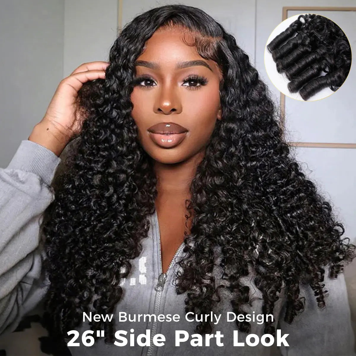 OQ Hair 13x6 HD Lace Frontal Wig Burmese Curly Water Wave Human Hair Wig #4 Brown Glueless 220% Density Pre Plucked