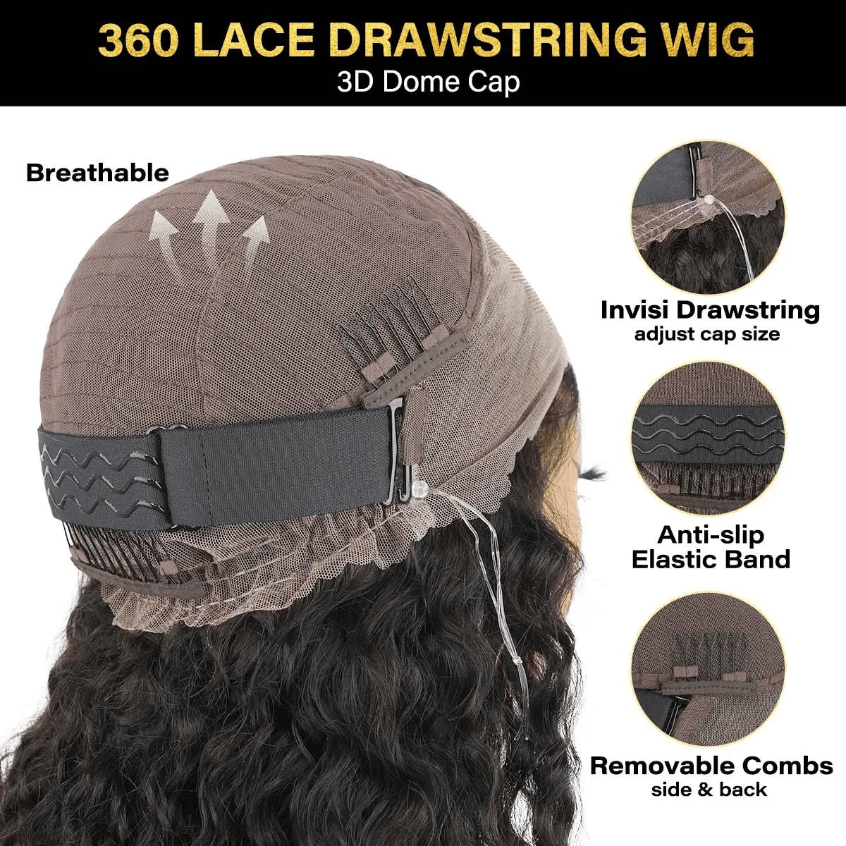 [360 Glueless Wig] OQ HAIR Pre-Cut Lace Kinky Straight 360 Full Lace Frontal Glueless Wig with Invisi Drawstring Pre Plucked Human Hair Wig #Summervibes
