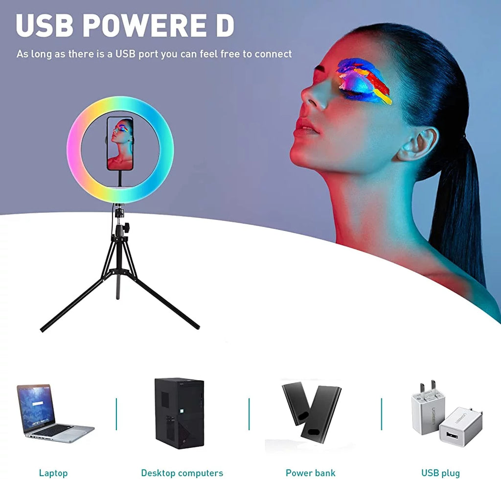 13-Inch RGB Ring Light with Tripod Stand & Phone Holder for Streaming